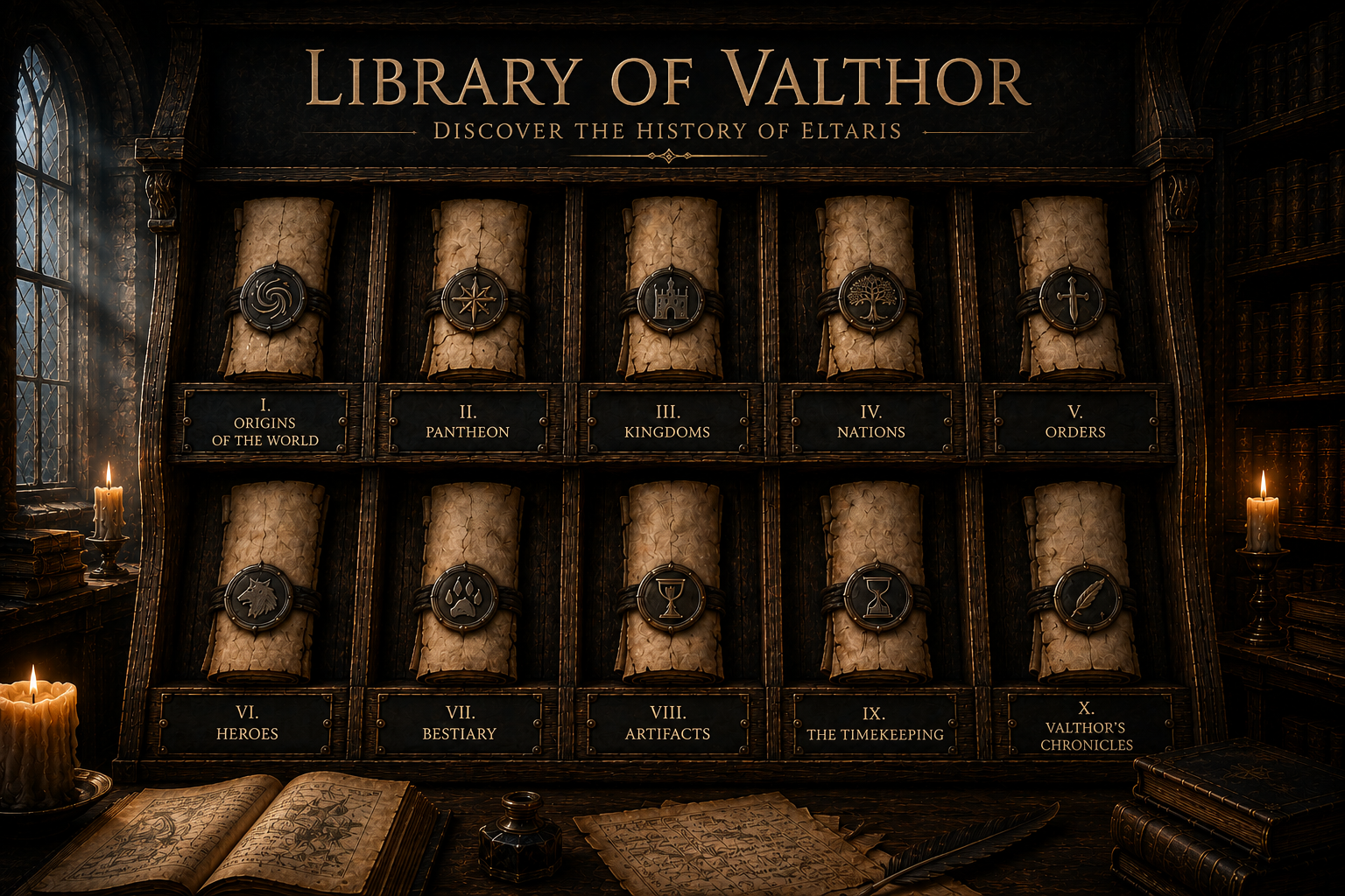 Library of Valthor — discover the history of Eltaris